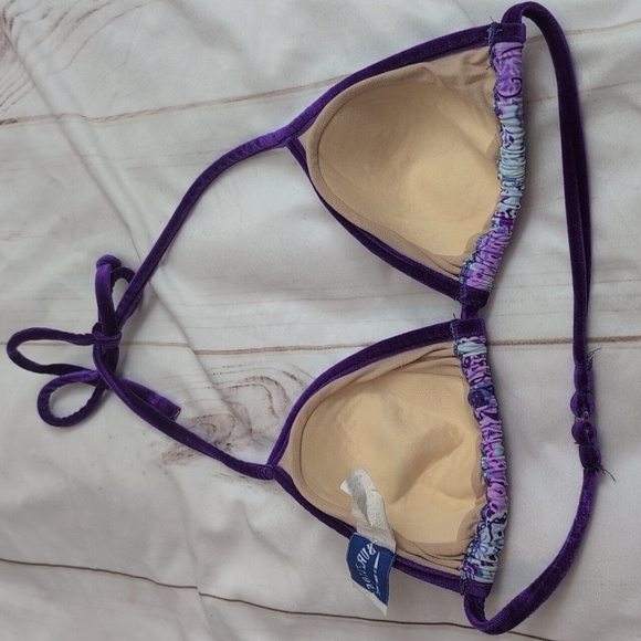 Vinatge Surfside 90s Triangle High Waisted Velvet Lined Bikini Beautiful Floral - Picture 6 of 9